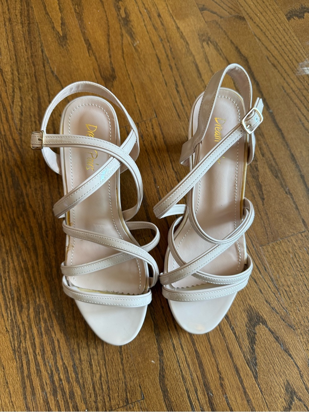 Dream Pairs Nude Strappy Block Heel Sandals Size 8